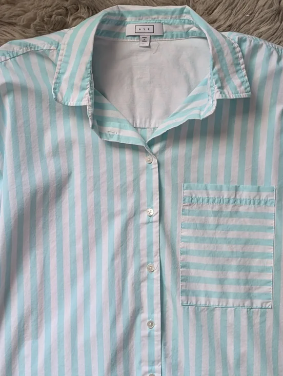 EUC AYR The Deep End Button Down Shirt in Teal Wasabi - Picture 7 of 16